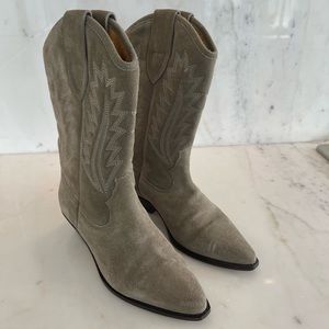 Isabel Marant Denzy Suede Cowboy Boots with Embroidery